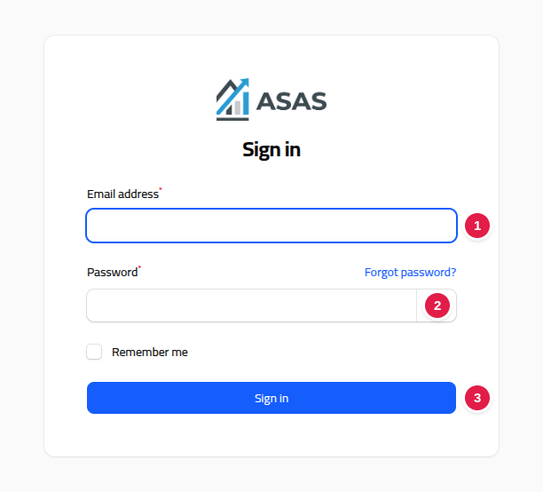 Login screen